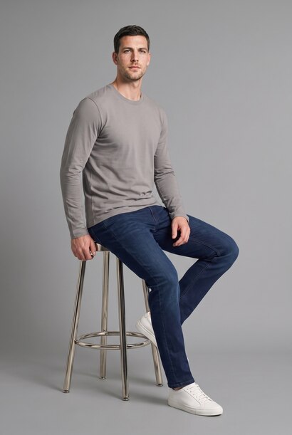 %100 Pamuk Regular Fit Uzun Kollu Basic Tişört