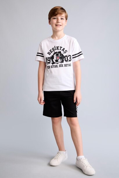 %100 Pamuk Beşiktaş Oversize Şort Erkek Çocuk