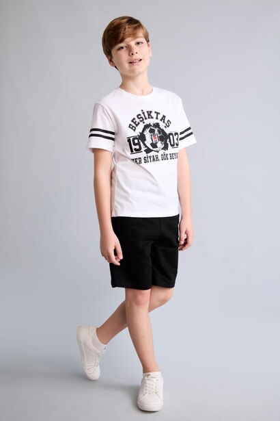 %100 Pamuk Beşiktaş Oversize Şort Erkek Çocuk