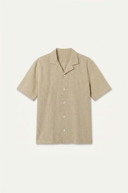 Relaxed Fit Kısa Kollu Kareli Gömlek