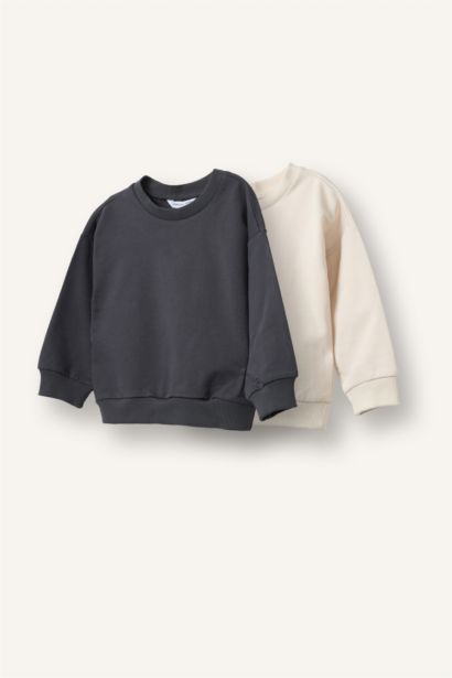 %100 Pamuk Regular Fit 2'Li Sweatshirt Set Erkek Bebek