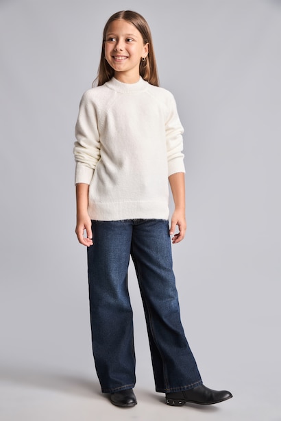 Reglan Kol Triko Basic Kazak Kız Çocuk