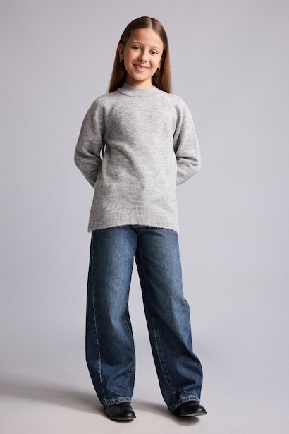 Reglan Kol Triko Basic Kazak Kız Çocuk