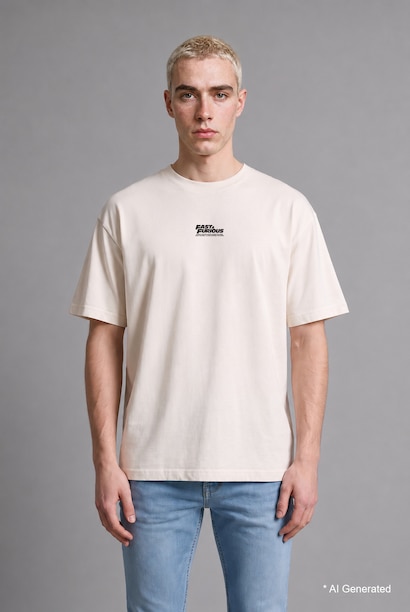 Boxy Fit Fast & Furious Printed Crew Neck Short Sleeve T-Shirt