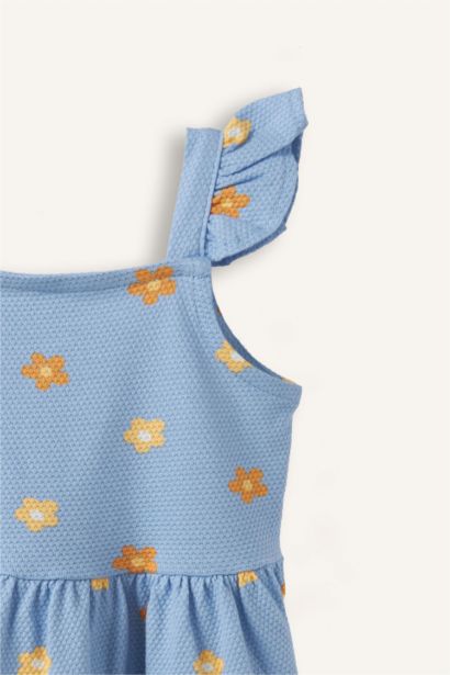 %100 Pamuk Floral Askılı Elbise Kız Bebek