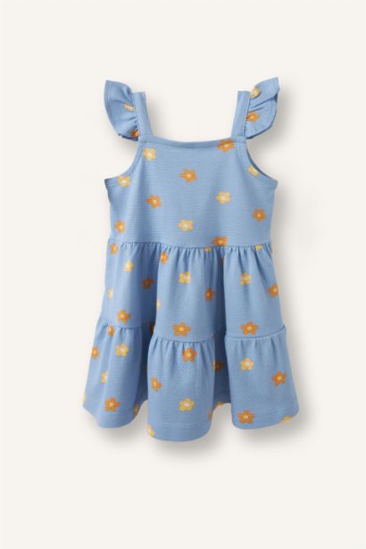 %100 Pamuk Floral Askılı Elbise Kız Bebek