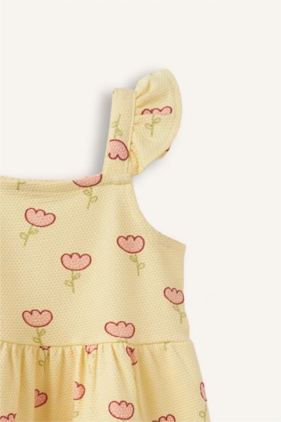 %100 Pamuk Floral Askılı Elbise Kız Bebek