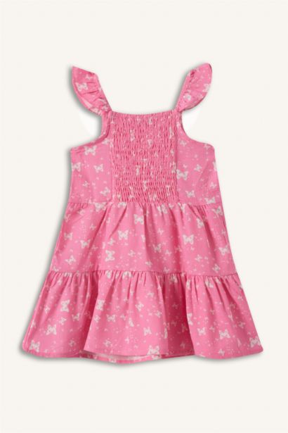 %100 Pamuk Askılı Poplin Elbise Kız Bebek