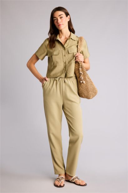 Slım Fıt Yüksek Bel Jogger Paça Pantolon