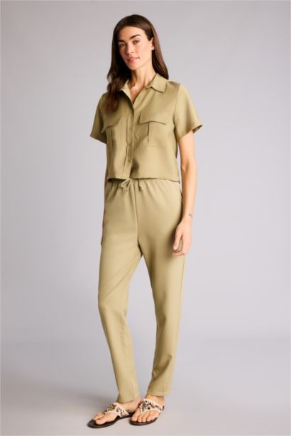 Slım Fıt Yüksek Bel Jogger Paça Pantolon