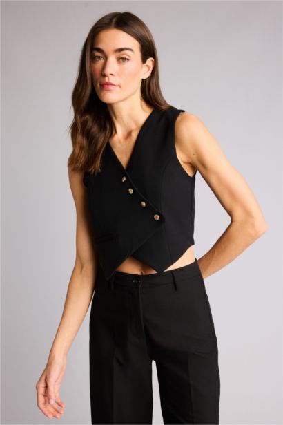 Regular Fıt Akışkan Kumaş Yelek