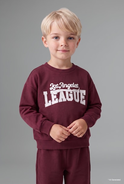Baby Boy 100% Cotton 2-Piece Crew Neck Printed Sweatshirt and Sweatpants Set