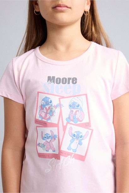 %100 Pamuk Lilo & Stitch Relaxed Fit 2'Li Pijama Takım Kız Çocuk