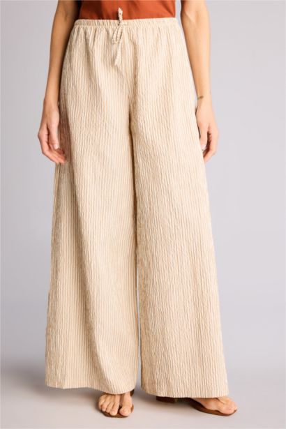 Yüksek Bel Geniş Paça Oxford Pantolon