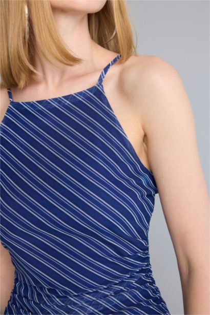 Tül Çiçek Desenli Mini Elbise