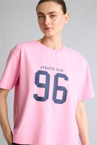 Comfort Fit Crew Neck Printed Sports T-Shirt