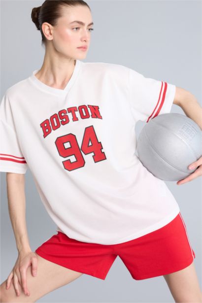 Oversize Fit Tulle Short Sleeve T-Shirt