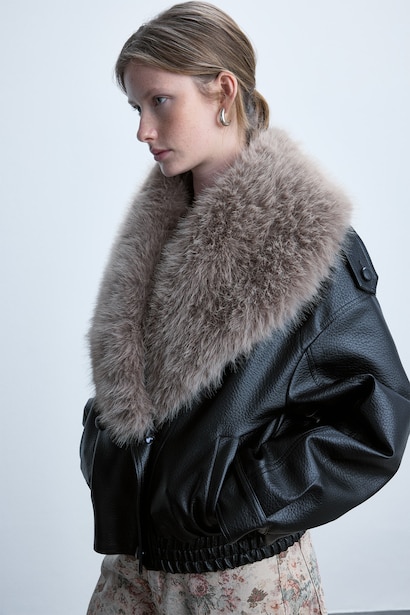 Oversize Fit Faux Leather Jacket Faux Leather Jacket