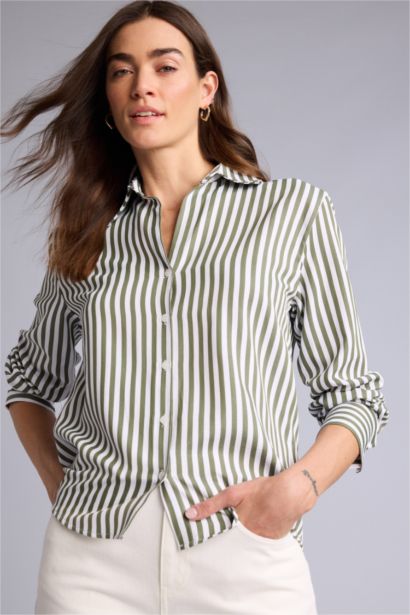 Çizgili Uzun Kollu Gömlek