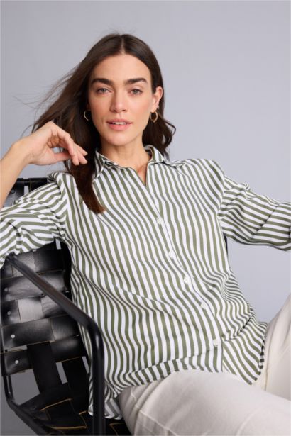 Çizgili Uzun Kollu Gömlek