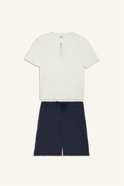 %100 Pamuk New Regular Fıt 2'li Şortlu Pijama Takımı