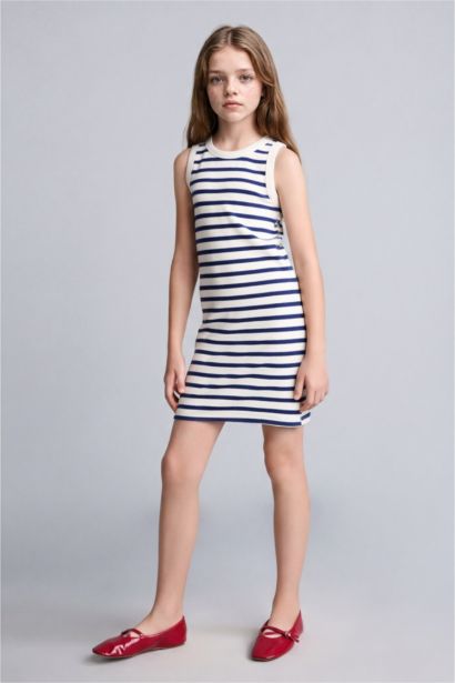 Robe sans manches rayée à col rond pour fille
