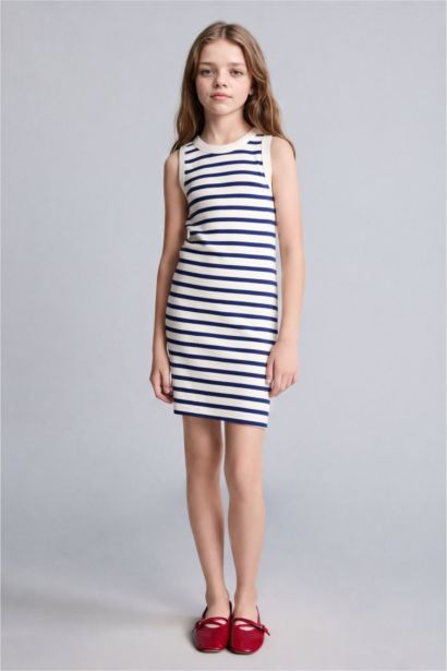 Robe sans manches rayée à col rond pour fille