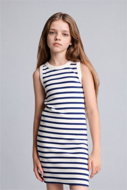 Robe sans manches rayée à col rond pour fille