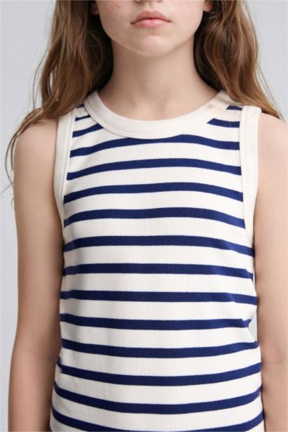 Robe sans manches rayée à col rond pour fille
