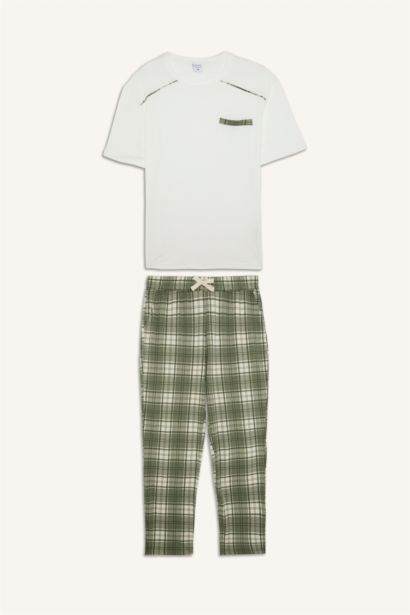 %100 Pamuk New Regular Fit Şort Tişört 2'li Pijama Takımı