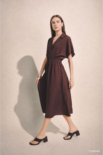 A Cut Jacket Collar Dress