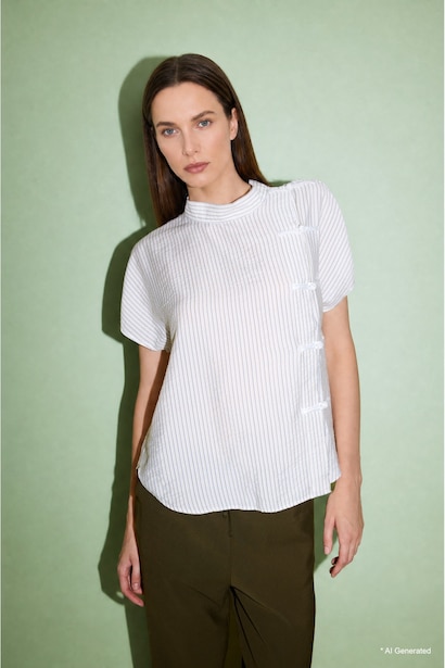Relaxed Fit Çizgili Bluz
