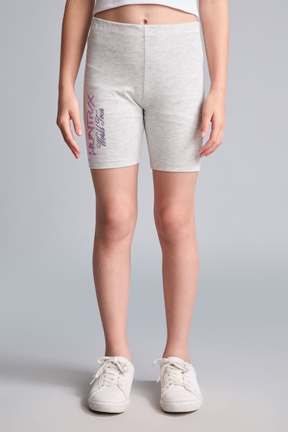 Girl Heather Grey Printed Leggings