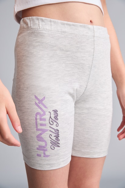 Girl Heather Grey Printed Leggings