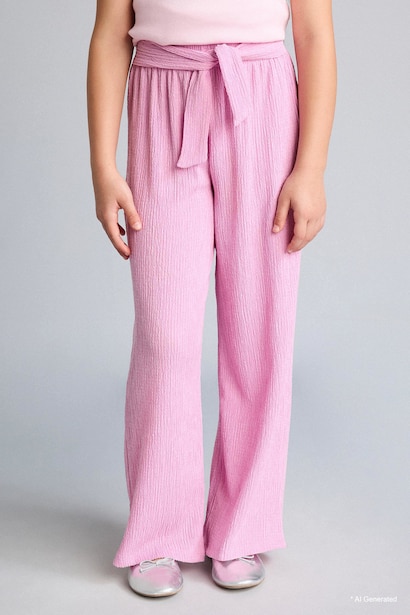 Culotte Kırışık Dokulu Pantolon Kız Çocuk