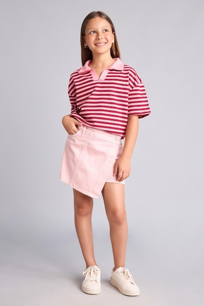 Girl Printed Short Sleeve Polo T-Shirt