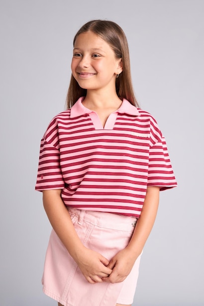 Girl Printed Short Sleeve Polo T-Shirt