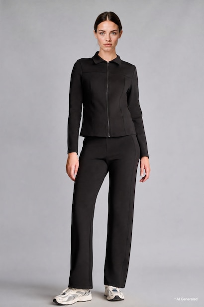 Straight Fit Standard Length Scuba Fabric Sports Trousers