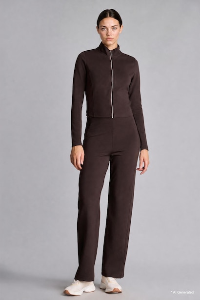 Straight Fit Cropped Standard-Length Scuba Sports Trousers