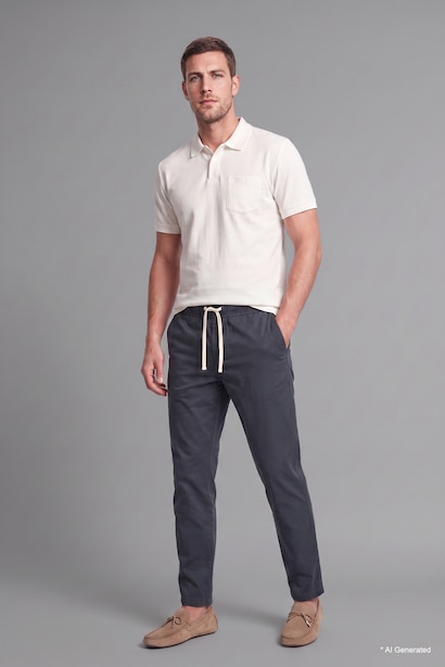 100% Cotton Regular Fit Elastic Waist Trousers