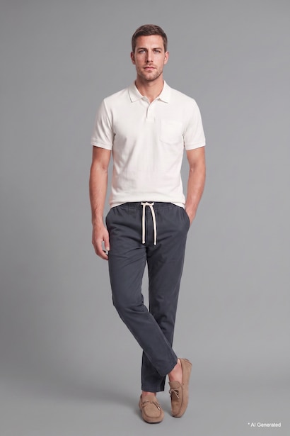 100% Cotton Regular Fit Elastic Waist Trousers