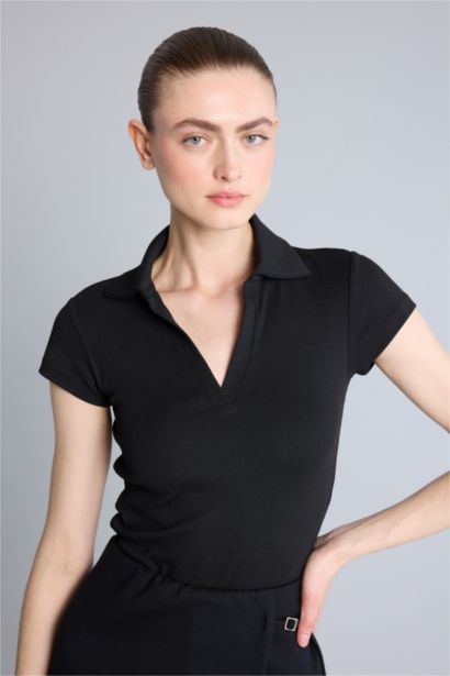 Slim Fit Ribana Short Sleeve Polo T-Shirt