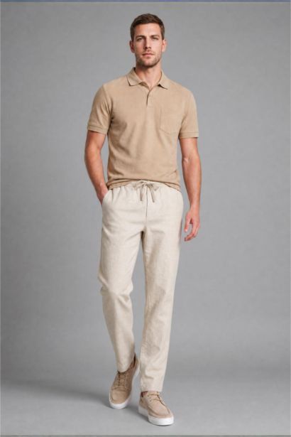 Keten Karışımlı Regular Fit Pantolon