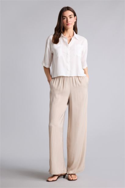Wıde Leg Saten Pantolon
