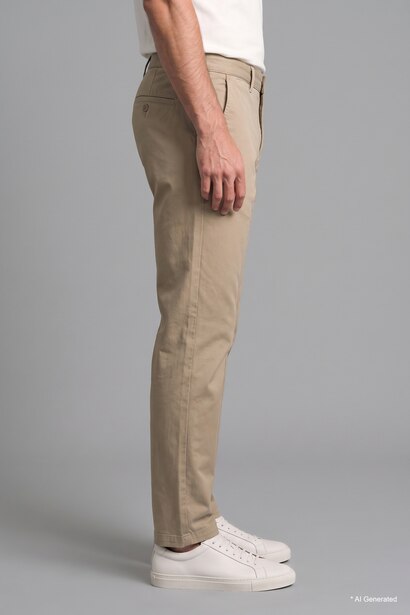Tapered Fit Beige Trousers