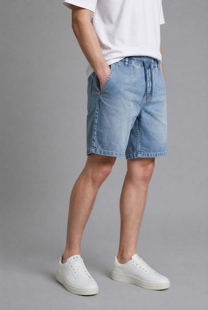Beli Lastikli Relax Fit Jean bermuda şort