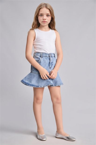 Jean Mini Etek Kız Çocuk