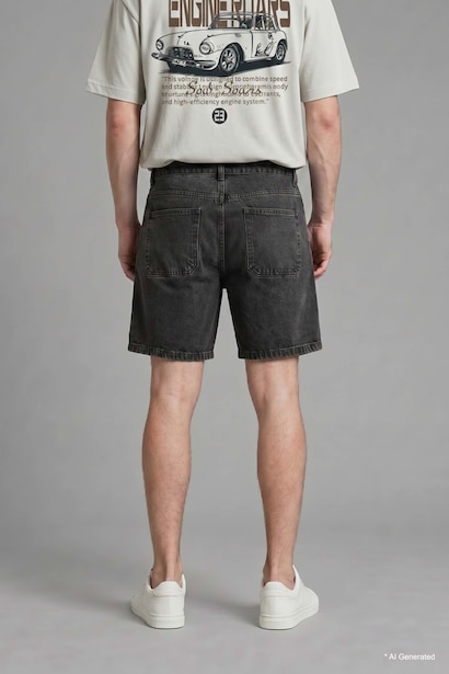 Ultra Soft Relaxed Fit Elastic Waist Denim Shorts