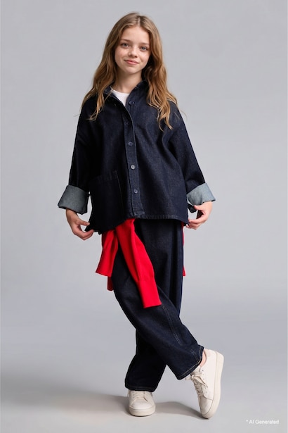 Girl Navy 100% Cotton Denim Jacket