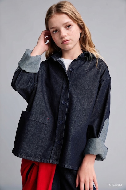 Girl Navy 100% Cotton Denim Jacket